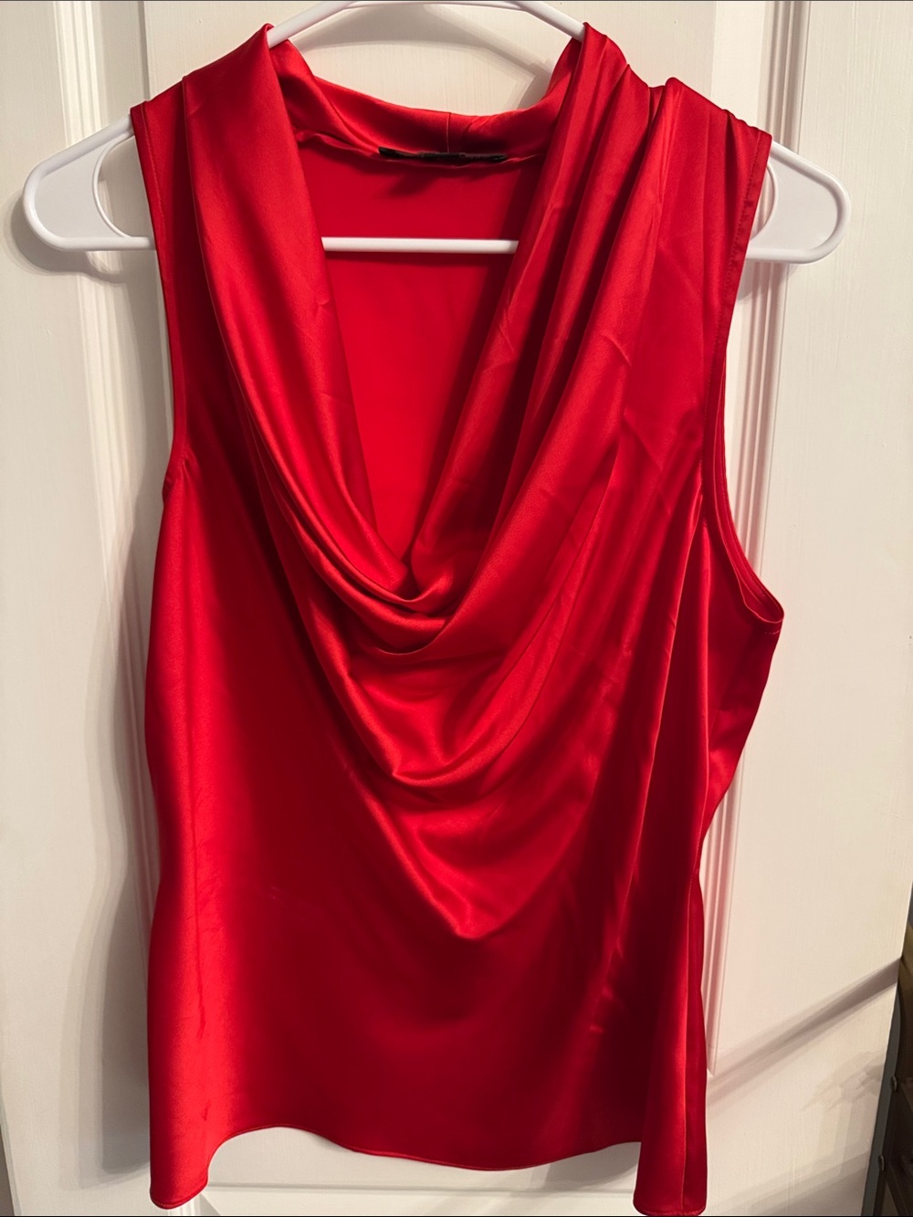Boston Proper Red Cowl-Neck Charmeuse Blouse